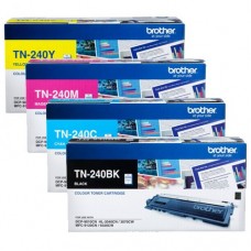 Genuine Brother TN-240 Black, Cyan, Magenta, Yellow 4 Pack Toner Cartridges